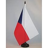 Veredelung: Warmschneiden AZ FLAG TISCHFLAGGE Tschechien 21x14cm - TSCHECHISCHE TISCHFAHNE 14 x 21 cm - flaggen