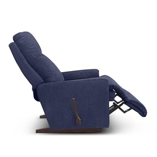 Image of LA Z BOY American Imported Rayna Soft Suede Fabric Single Manual Reclina Rocking Recliner | Padded 1 Seater Relaxing Chair for Home Office Living Room | I-Flannigan Midnight