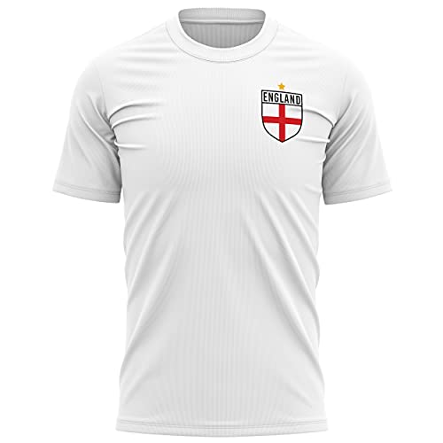 England Shirts für Herren - England Flagge Badge Retro T-Shirt - Fußball Land Europäische 2021 Fan Rot Weiß Löwe Tee Him - 2020 Englisch Turnier Fußball-Top Gr. XL, weiß Cover