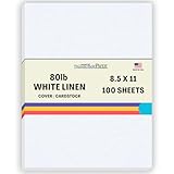 100 White Linen 80# Cover Paper Sheets - 8.5