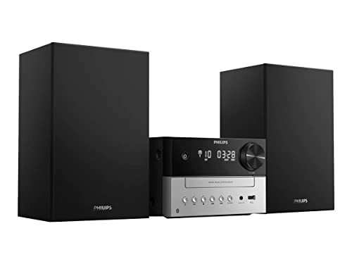 Philips M3205/12 Mini Stereoanlage mit CD und Bluetooth (UKW Radio, USB, MP3-CD, USB-Anschluss zum Laden, 18 W, Bassreflexlautsprecher, Digitale Sound Kontrolle)