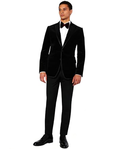 Costume 2 pièces homme en flanelle coupe slim et veste 2 boutons