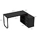 Homsee Home Office Computer Desk Corner Desk with 3 Drawers and 2 Shelves, 55 Inch Large L-Shaped Study Writing Table with Storage Cabinet - Black