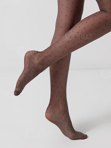 Image of Conte Tights with Polka Dot Pattern Sheer Pantyhose Dots 20 Den