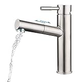 Waschtischarmatur mit Herausziehbarer Handbrause chrom ideal zum Haarewaschen Wasserhahn für Bad Küch Elegant Hoch Ausziehbar Bad Wasserhahn