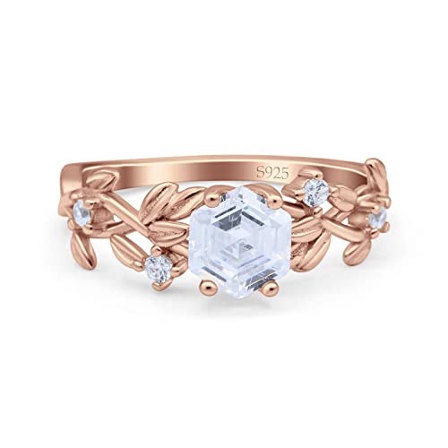 OMRANII Hexagon vintage style Wedding Engagement Ring Round