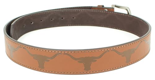 Longhorn Bull Leather Belt Strap and Metal Buckle 1.5" Wide with Snaps - Western Bullhorn3