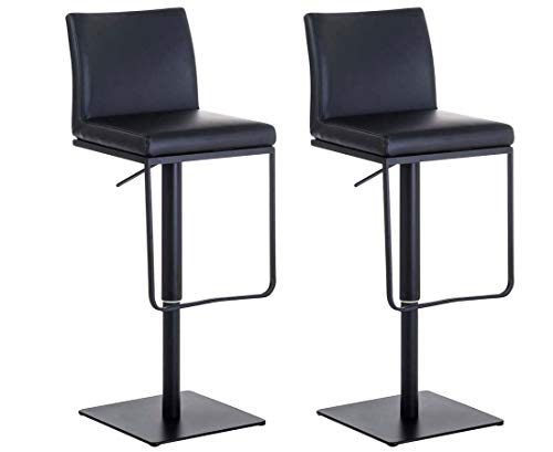 CLP Lot De 2 Tabourets De Bar Panama en Similicuir I Chaises Hautes De Bistrot Dossier Et Repose-Pied I Hauteur réglable Et Pivotantes, Couleur:Noir, Couleur du...