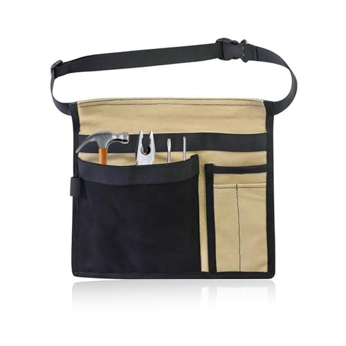 Tool Belts for Men, Multifunctional Canvas Tool Belt Pouch 12OZ Toolbelt Bag with Adjustable Belt Clip for Workshop Storage Wood Working Tools Garden