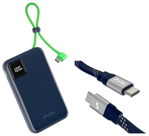 Image of URBN 10,000mAh Ultra Link Power Bank - Blue with Designer Cable Type C to C