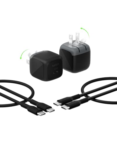 Image of Belkin 45 Watt USB C Charger Block (2 Pack), USB-C Cable Included, PD3.1 PPS Fast Charging, Samsung Galaxy S26, S25, Apple iPhone 17, Air, Pro, Pro Max, Google Pixel 10, Nintendo Switch, etc - Black