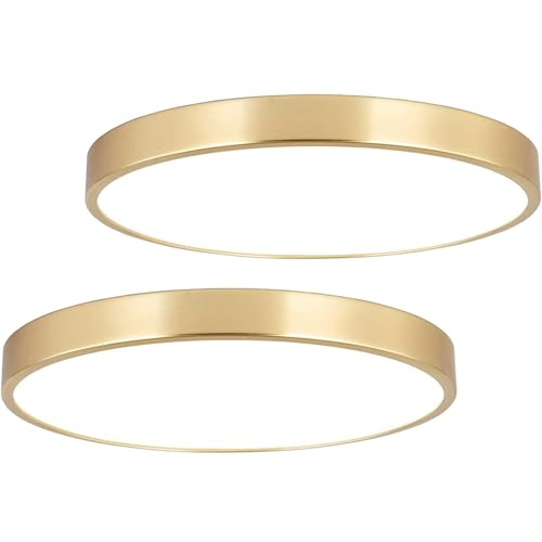 SOTTAE 2 Pack 12 Inch Brushed Gold Metal Flush Mount