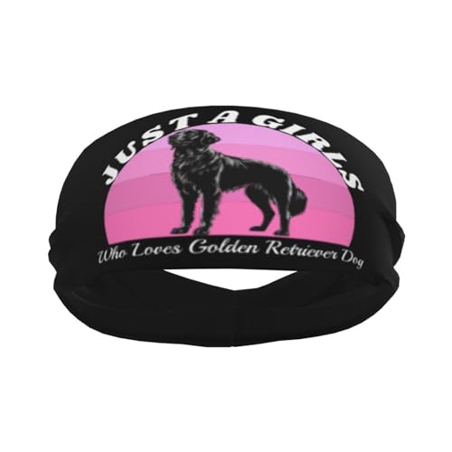 Just A Girls Who Loves Golden Retriever Dog Adjustable Sports Headband Moisture Wicking Sweatband for Running Workout2