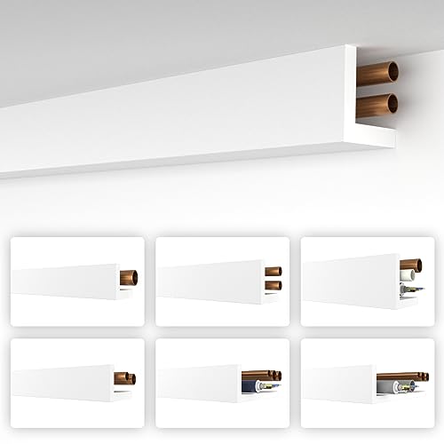 HEXIMO Winkelprofil weiß 1.7 Meter Profile - XPS Abdeckleisten für Heizungsrohre, L-Profil Rohrabdeckleiste Eckleiste Modell: HRA-2-67x67 mm (25 cm Musterstück)