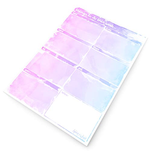 Ashton and Wright - Wekelijkse to Do Planner - A4 Aquarel Bureau Pad - 60 vellen - Made in UK