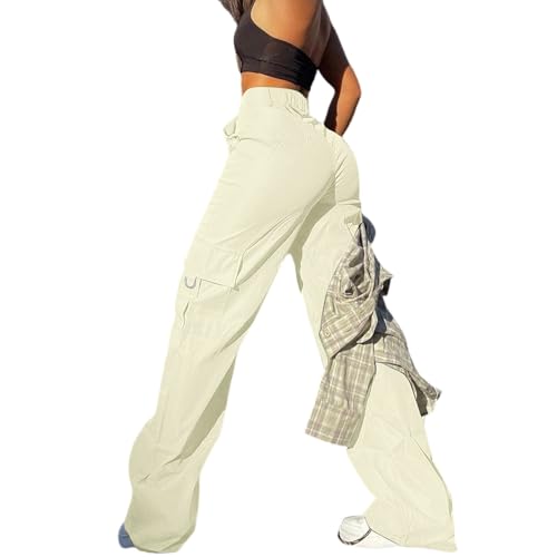 Womens Cargo Pants High Waisted Baggy Wide Leg Pants Elastic Waist Casual Hiking Travel Pant with Pockets Y2K Clothes3