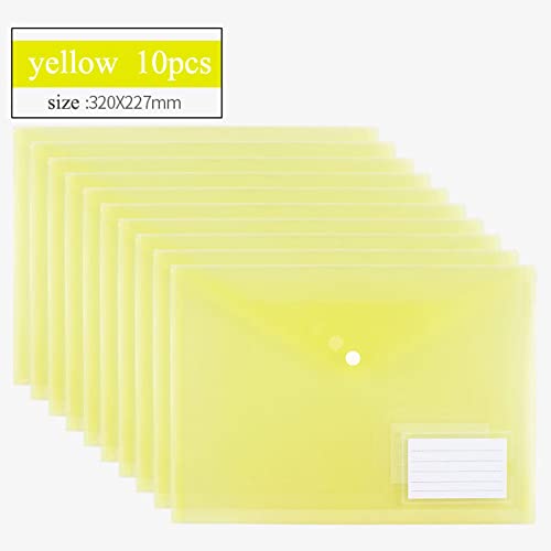 Envelopes de plástico com bolso para etiquetas, pastas de documentos transparentes tamanho A4 com bo