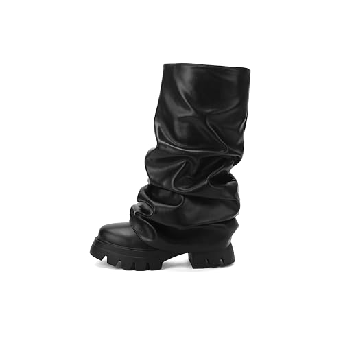 Madam, wide-toed, mid-calf folding boots