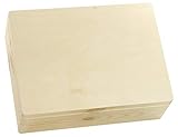 Dekorative Holzbox aus Kiefer zum Bemalen, Lackieren, Decoupage und kreative DIY-Arbeiten. Bastel-Kiste als Dekoration oder Do-it-Yourself Nadelholz Geschenktruhe zum Selbst-Gestalten & Bearbeiten