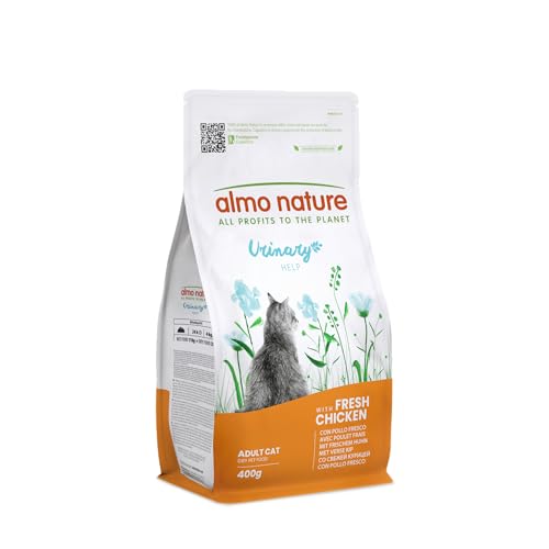 Almo Nature Urinary Help - Katzen-Trockenfutter mit Frischem Huhn - Unterstützung des Harnsystems mit Glucosamin und Reduzierten Gehalten an Magnesium, Kalzium und Phosphor - 400g Beutel