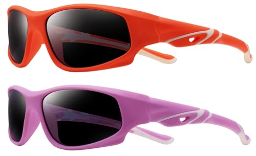 COOLSOME Kids Polarized UV400 Sunglasses Flexible with Strap For Boys and Girls 3-102