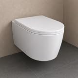 Giunone Vaso WC Sospeso in Ceramica Smaltata ad Alta Densità Bianco Lucido 35,5 x 51,5 cm 20 Kg a Parete Scarico Orizzontale