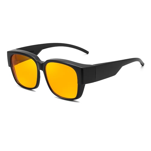 Image of FEISEDY Fitover Computer Blue Light Glasses Driving Gaming Eyeglasses Anti Glare Nighttime Eye Wear with Yellow Lenses B1226