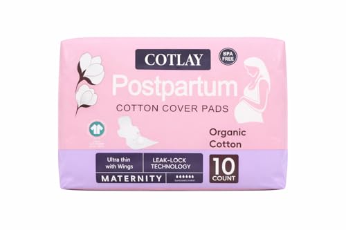 Postpartum Pads for Women with Wings Organic Cotton Maternity Pads, Extra Long Overnight Protection,...