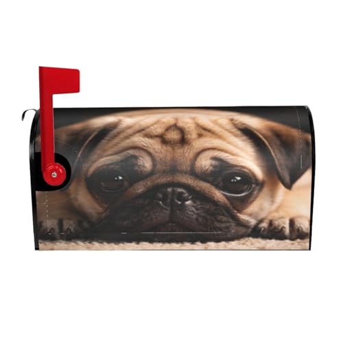 Image of Dujiea Pug Dog Mailbox Wrap - Waterproof Magnetic Post Box Cover, Large Size 25.5 inch L x 21 inch W - Garden Yard Outside Farmhouse Home Decor