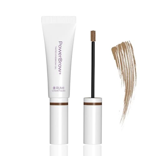 Rumi Cosmetiques PowerBrow+ Tinted Eyebrow Gel For Older Women - Defines, Fills, Thickens Brows - 2-in-1 Formula - Natural Color, Quick Fixing, Long-Lasting - Hypoallergenic Light Brown (Latte)