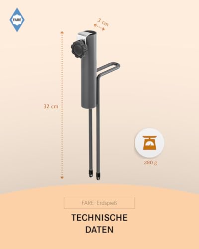 Sonnenschirm Erdspieß Fare – Schirmhalter aus Stahl für verschiedene Schirmgrößen