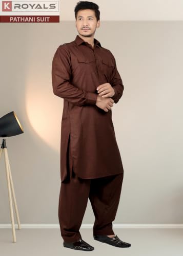 Image of K-ROYALS Full Pathani Suit for Mens /Cotton Blend Pathani kurta payjama set for mens