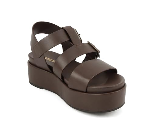 Image of Soda inchSTELLAR inch ~ Women Flatform Multi Strap Double Buckle Open Toe Ankle Strap Platform Wedge Sandals