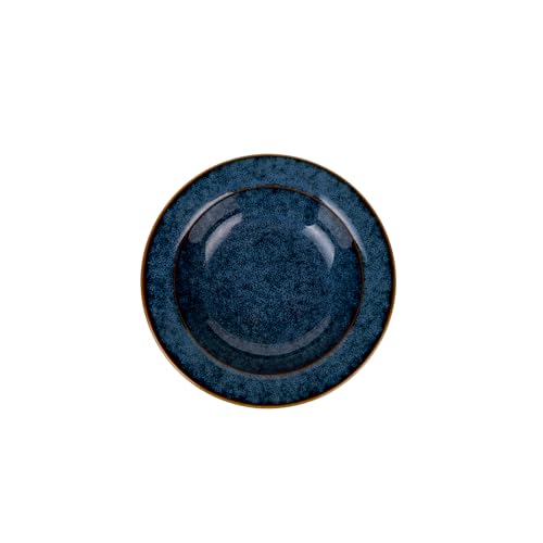 Image of Premium Pasta Plate, Ceramic Plate for Pasta, Small, Round & Deep Dish, Microwave & Dishwasher Safe, Handmade Stoneware, Elegant Tableware for Every Occasion, Rustic Blue, 7 Inch