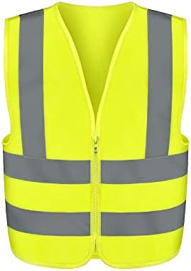 Neiko 53942A High Visibility Safety Vest with Reflective Strips | Size X-Large | Neon Yellow Color | Zipper Front | For Emergency, Construction and Safety Use