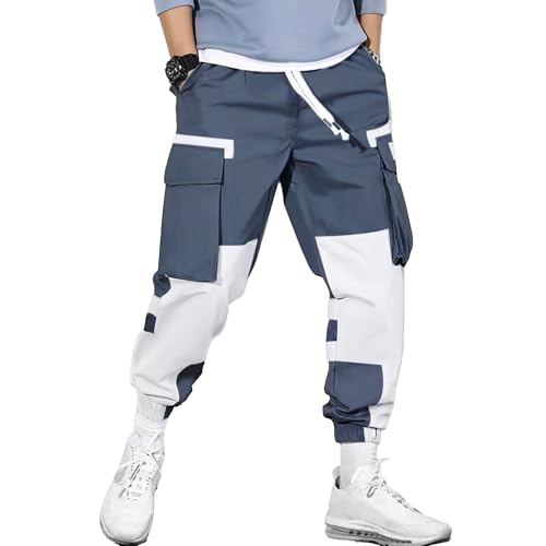 XYXIONGMAO Men's Black Multi-Pocket Sweatpants Pleated Techwear Joggers Overalls Casual Hip Hop Streetwear Loose Cargo Pants