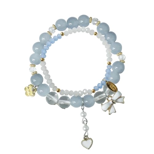 Kawaii Crystal Beads Cartoon Charm Bracelets - 8mm Crystal Beads Elastic Beaded Bracelets, Cute Jewelry Gift for Girls, Birthday, Party Favors, Friendship Gifts