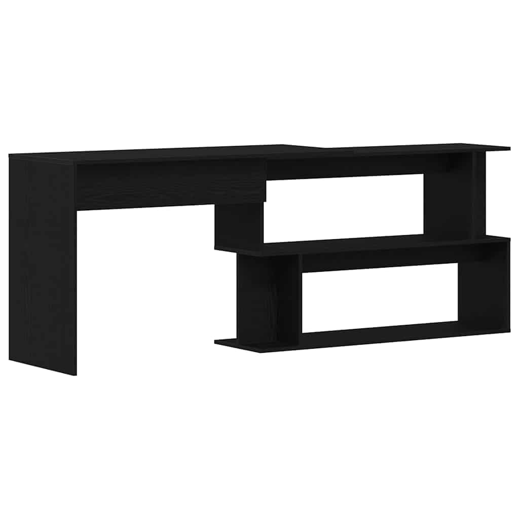 Scrivania Rovere Nero in Legno Ingegnerizzato, 200x50x76 cm | Tavolo da studio salvaspazio e moderno per camera o ufficio, ideale per computer e scrittura.