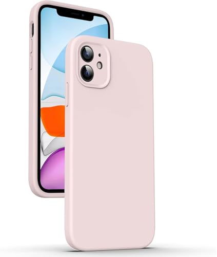 Image of DIZORO Square Candy Liquid Silicone Case iPhone Case Cover for iPhone 11 (6.1 inch), All Cube Series with Microfiber Lining (Pink)