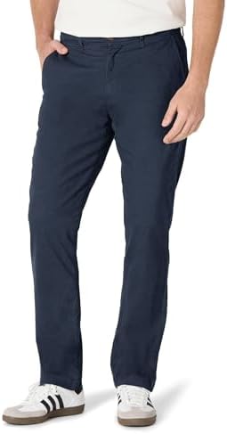 Amazon Essentials Men's Athletic-Fit Casual Stretch Khaki Pant, Navy, 35W x 30L
