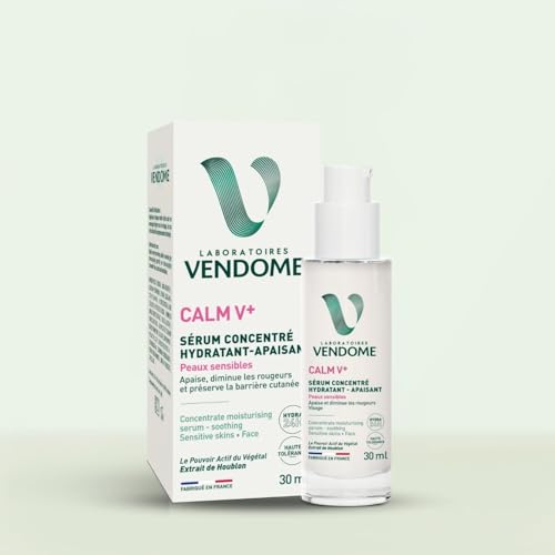 LABORATOIRES VENDÔME - CALM V+ - Serum Visage Concentré Hydratant & Apaisant - Hydratation 24H - Apaise Immédiatement - Diminue Les Rougeurs - Enrichi En Extrait De Houblon - Peaux Sensibles - 30ml