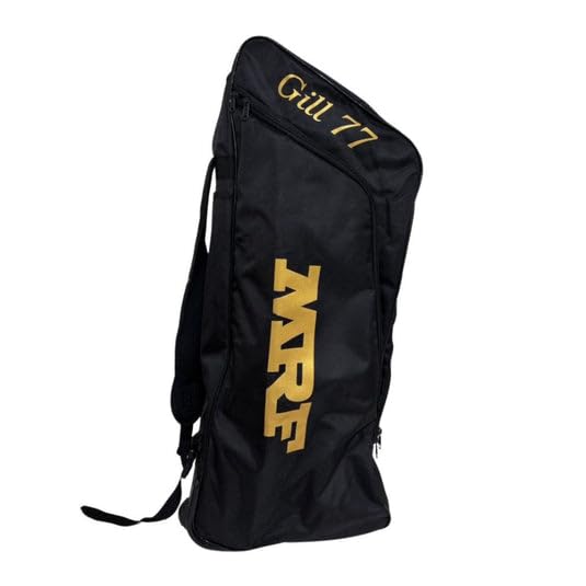 Image of M*R*F Cricket Kit Bag, Shubman Gill 77 Edition | Wheeled Travel Bag with Padded Backpack Straps | Multi Utility Pockets with Dedicated Bat Compartment & Separate Shoes Pocket (Gill-77, Black /Gold)