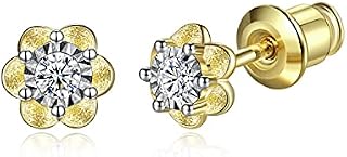 6mm Flower Cubic Zirconia Stud Earrings for Women