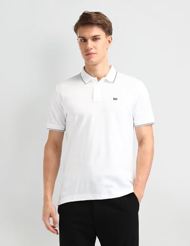 Image of Arrow Sport Men Regular fit Cotton Solid Short Sleeves Polo Shirt