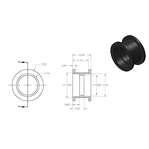 Lysee 3D Printer Parts & Accessories - 1/4Pcs Smooth Idler Pulley Wheel Kit with Bearing for POM 3D Printer AS99 - (Color: Black)