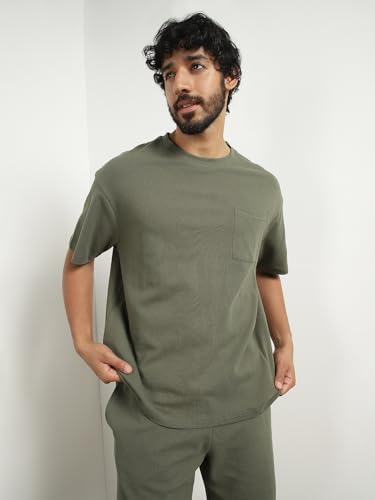 Image of NOBERO Men Cotton Blend Solid Co-ord Sets