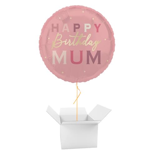 Happy Birthday Mum Round Foil Helium Balloon - Inflated Balloon in a Box
