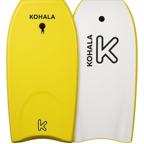 KOHALA Tabla Bodyboard Unisex Amarillo 40/42 Pulgadas | Tabla Bodyboard para Jóvenes y Adultos | Estable para Olas de Todos los Tamaños | Incluye Correa de Seguridad (42')