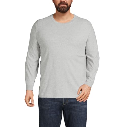 Lands' End Mens Long Sleeve Super-T Tee Gray Heather Tall X-Large