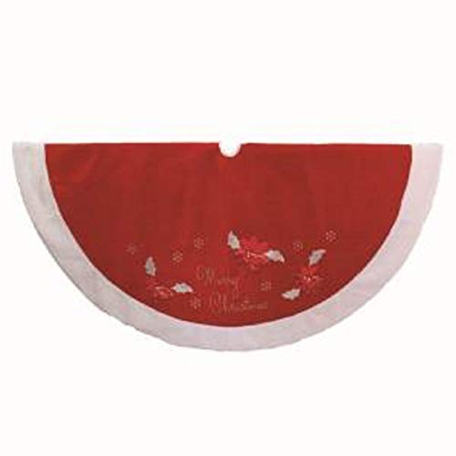 Kurt S. Adler 72-Inch Red and White Velvet Merry Christmas Applique Treeskirt